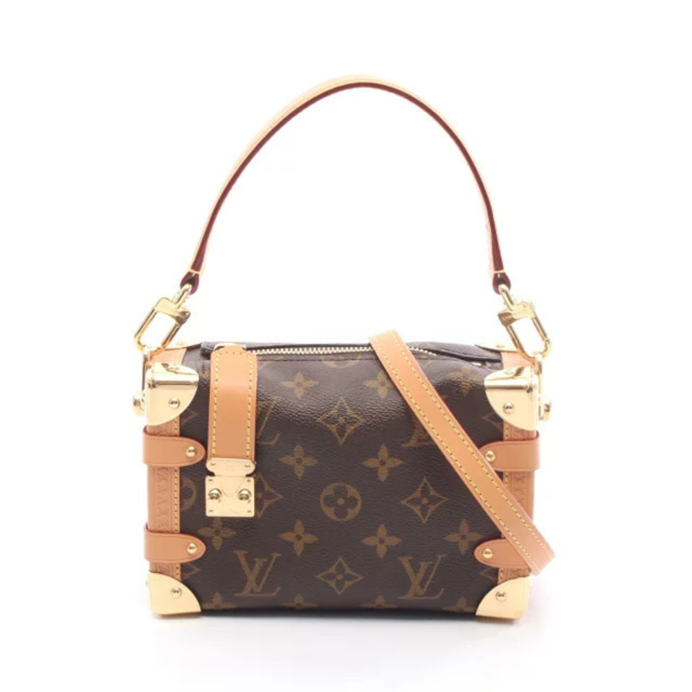 Louis Vuitton Side Trunk Handbag Canvas Leather Monogram Brown